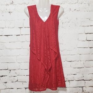 Kate & Mallory XS Red Lace Sleeveless Dress